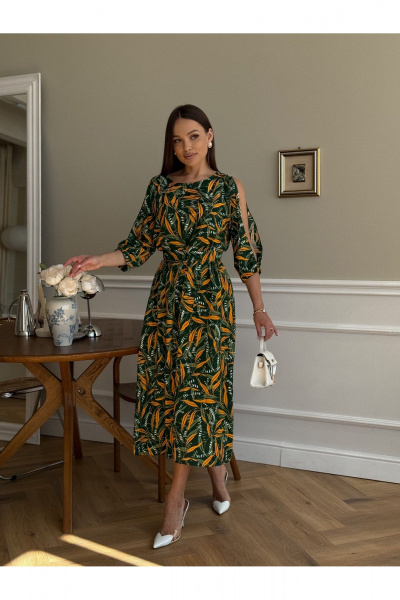 Платье Dilana VIP 2093 зеленый_принт - фото 6