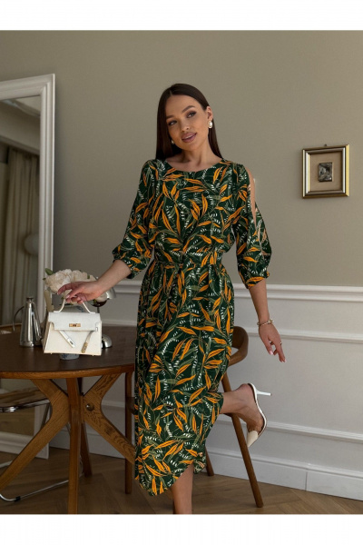 Платье Dilana VIP 2093 зеленый_принт - фото 4