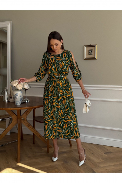 Платье Dilana VIP 2093 зеленый_принт - фото 2