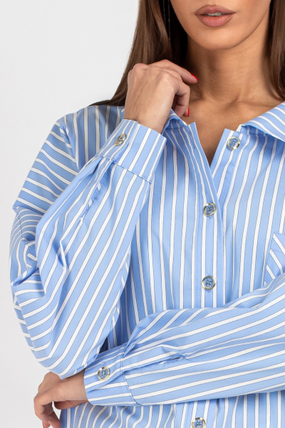 Блуза VIZAVI 727 бело-голубая_полоска - фото 11