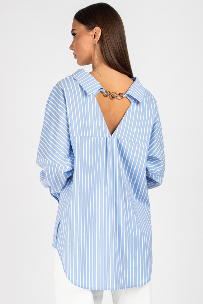 Блуза VIZAVI 727 бело-голубая_полоска - фото 10
