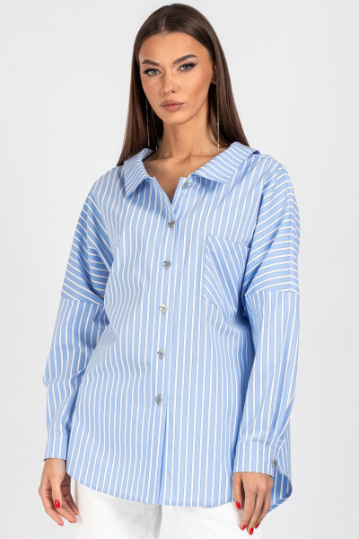 Блуза VIZAVI 727 бело-голубая_полоска - фото 9