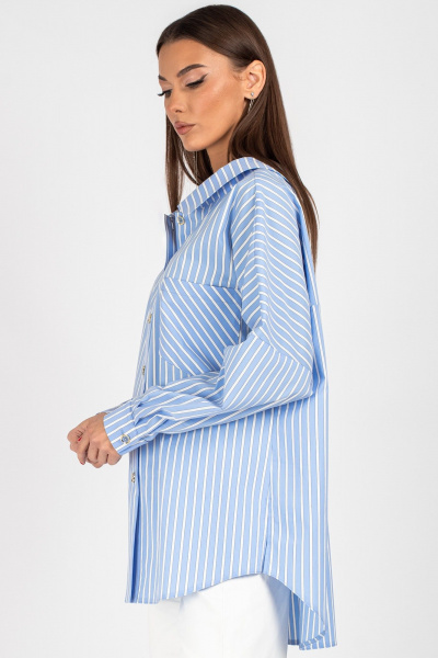Блуза VIZAVI 727 бело-голубая_полоска - фото 7