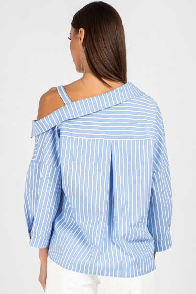 Блуза VIZAVI 726 бело-голубая_полоска - фото 9