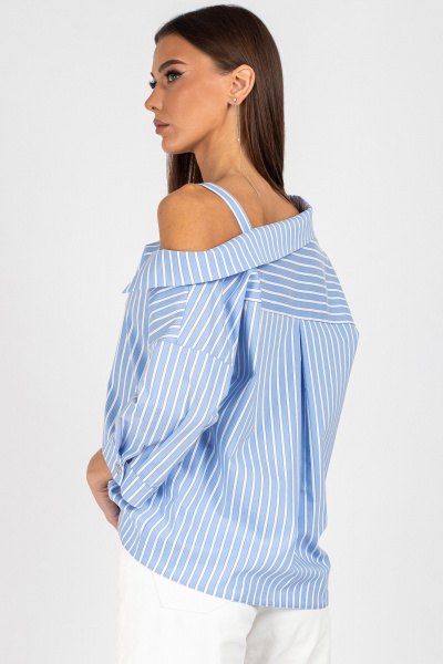 Блуза VIZAVI 726 бело-голубая_полоска - фото 7