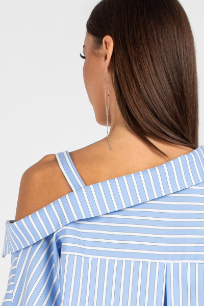 Блуза VIZAVI 726 бело-голубая_полоска - фото 5