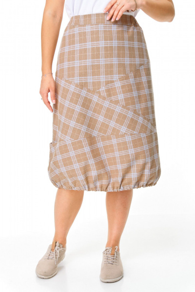Юбка T&N 7638 бежевый_в_клетку - фото 1