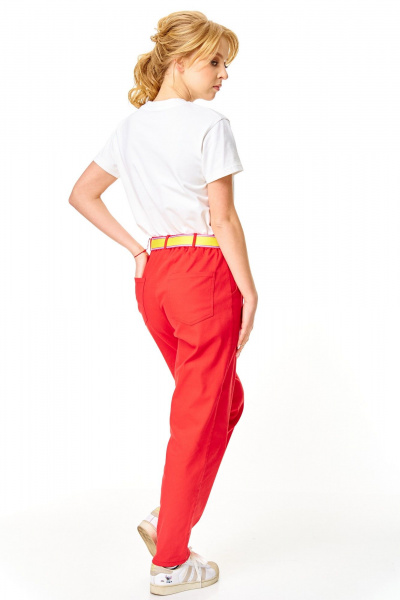 Брюки, ремень, футболка T&N 7641 белый+красный_коралл - фото 5