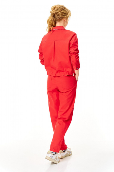 Брюки, жакет, ремень T&N 7642А красный_коралл - фото 3
