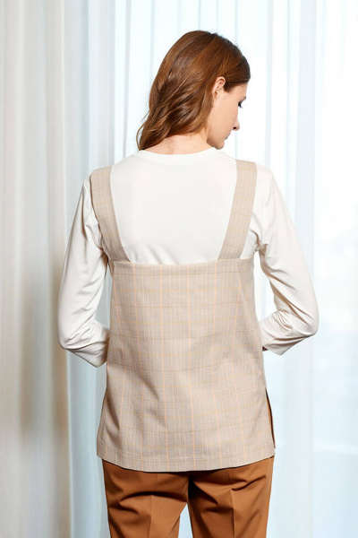 Жилет Nelva 1718 бежевый_клетка - фото 3
