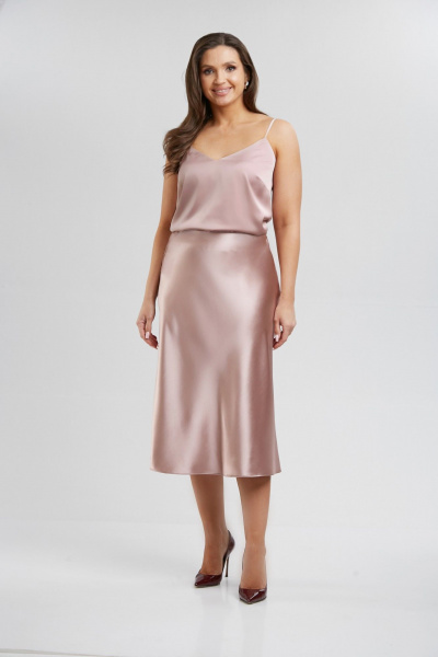 Розовый топ из шелка армани двухслойный с бретелями Takka Plus 22-153/8 пыльная_роза - фото 1