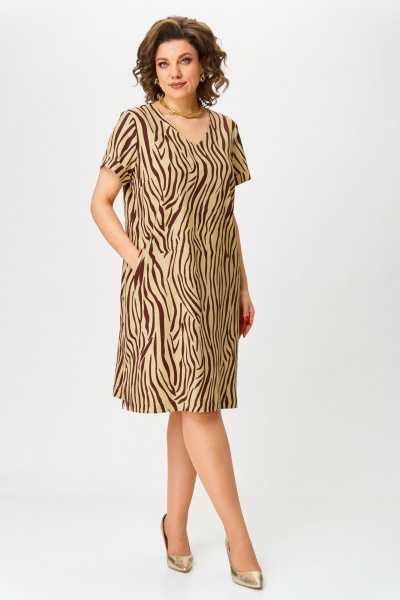 Платье БелЭльСтиль 871-3 19 22 бежевый - фото 1