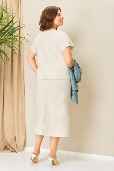 Блуза, жакет, юбка VOLNA 1411 бирюзово-бежеый - фото 7