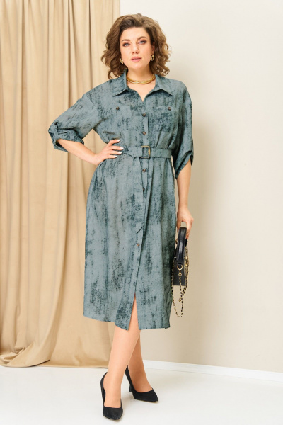 Платье VOLNA 1408 серо-мятный - фото 1