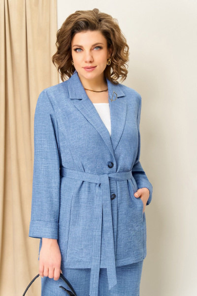 Блуза, брюки, жакет VOLNA 1407 голубой - фото 3