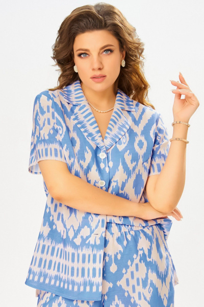 Блуза, брюки Fita 3061 бежево-голубой - фото 6