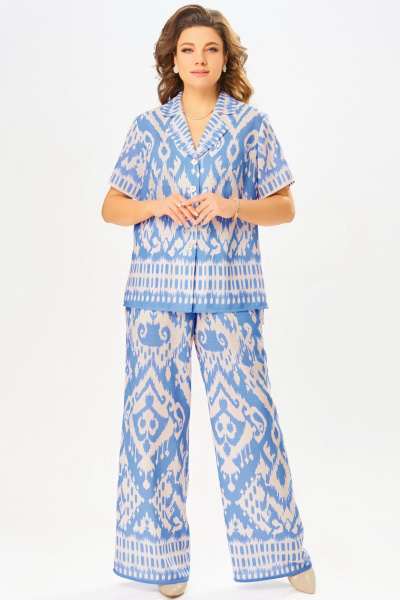 Блуза, брюки Fita 3061 бежево-голубой - фото 4