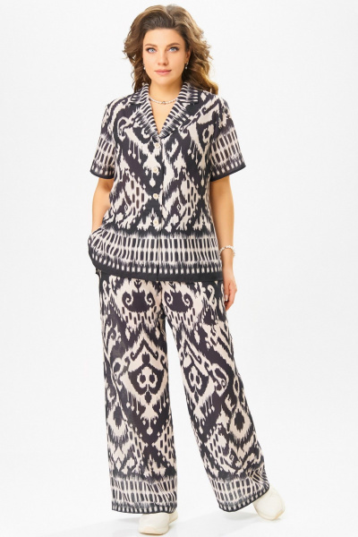 Блуза, брюки Fita 3062 черно-бежевый - фото 4