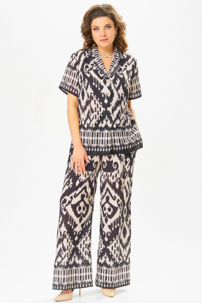 Блуза, брюки Fita 3062 черно-бежевый - фото 3