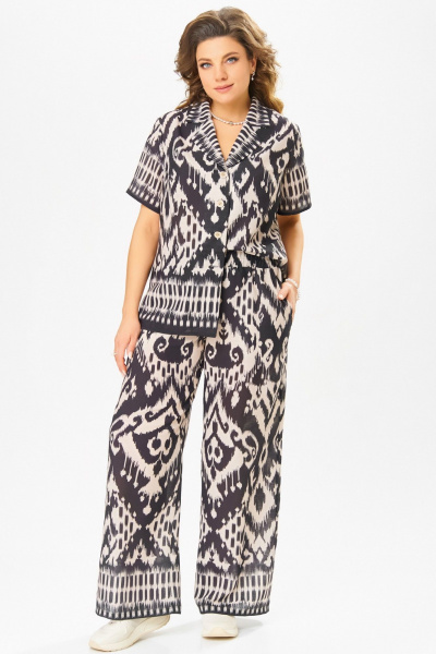 Блуза, брюки Fita 3062 черно-бежевый - фото 1