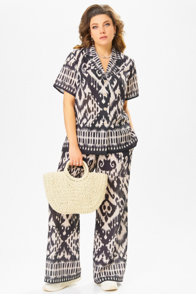 Блуза, брюки Fita 3062 черно-бежевый - фото 2