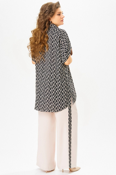 Блуза, брюки Fita 3071 черно-бежевый - фото 9