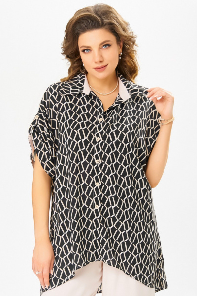 Блуза, брюки Fita 3071 черно-бежевый - фото 7