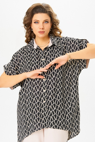 Блуза, брюки Fita 3071 черно-бежевый - фото 6