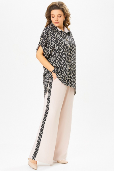 Блуза, брюки Fita 3071 черно-бежевый - фото 5