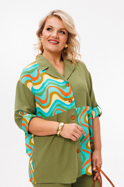 Блуза, брюки Anastasia 1214 олива - фото 13