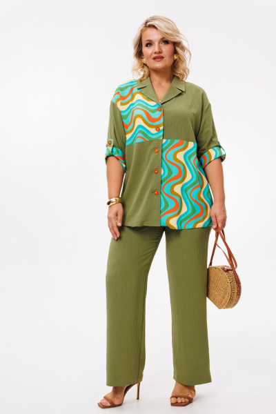 Блуза, брюки Anastasia 1214 олива - фото 11
