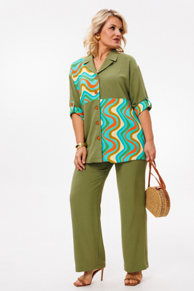 Блуза, брюки Anastasia 1214 олива - фото 10