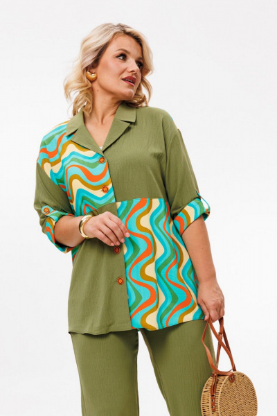 Блуза, брюки Anastasia 1214 олива - фото 9