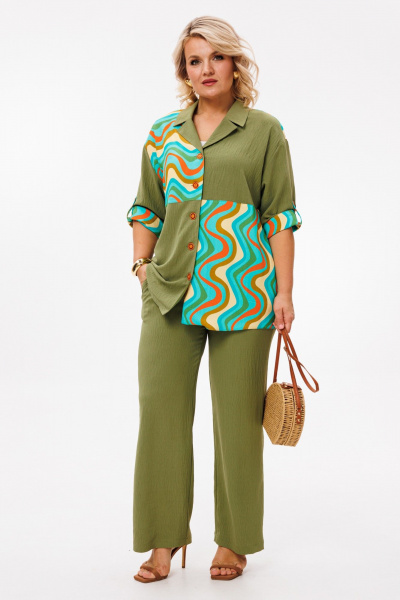 Блуза, брюки Anastasia 1214 олива - фото 4