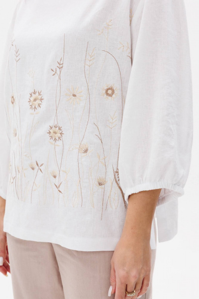 Блуза Ma Сherie 1158 белый+бежевый - фото 4