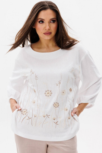 Блуза Ma Сherie 1158 белый+бежевый - фото 3