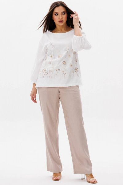 Блуза Ma Сherie 1158 белый+бежевый - фото 2