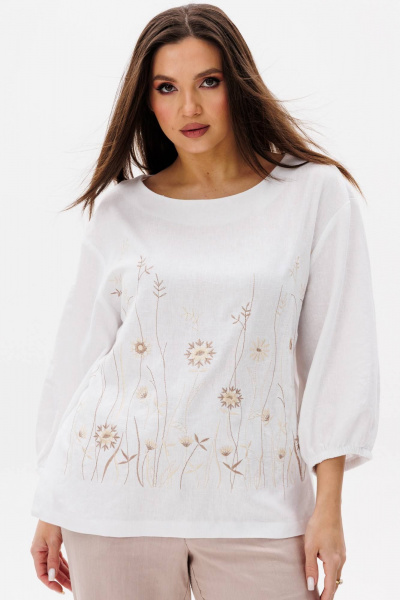 Блуза Ma Сherie 1158 белый+бежевый - фото 1