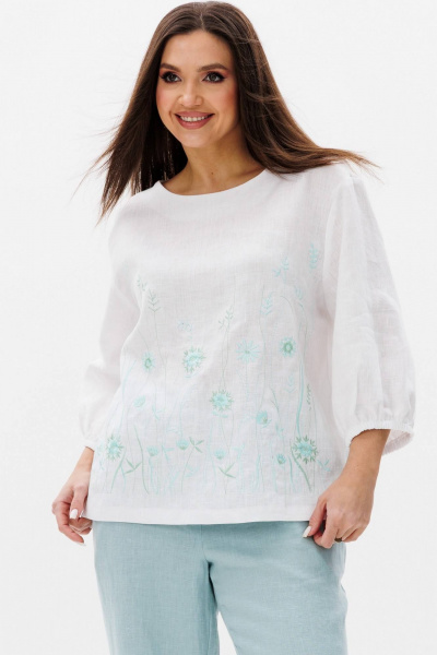 Блуза Ma Сherie 1158 белый+мятный - фото 1