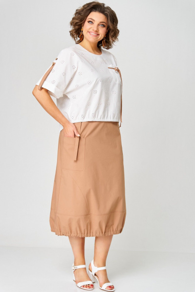 Блуза, юбка Aira Style 24122 молочно-бежевый - фото 10
