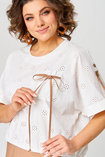 Блуза, юбка Aira Style 24122 молочно-бежевый - фото 7