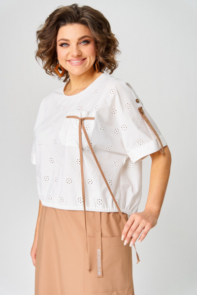Блуза, юбка Aira Style 24122 молочно-бежевый - фото 6