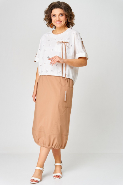 Блуза, юбка Aira Style 24122 молочно-бежевый - фото 2