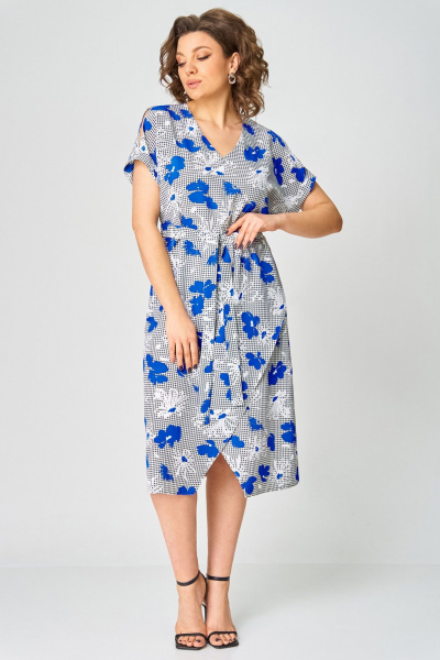 Платье Мишель стиль 1268-1 бело-синий - фото 8