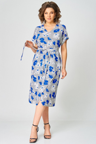 Платье Мишель стиль 1268-1 бело-синий - фото 7