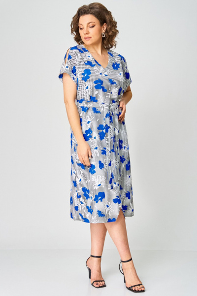 Платье Мишель стиль 1268-1 бело-синий - фото 6