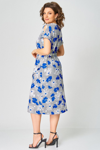 Платье Мишель стиль 1268-1 бело-синий - фото 4