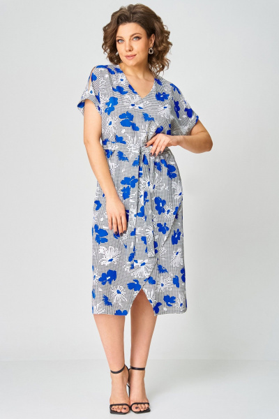 Платье Мишель стиль 1268-1 бело-синий - фото 1