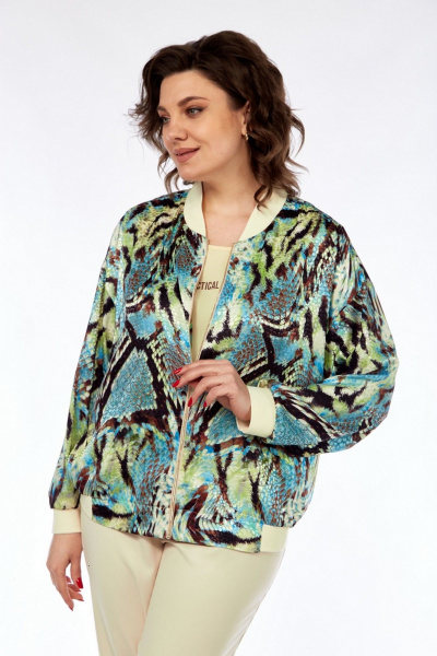 Брюки, бомбер, футболка Милора-стиль 1329 рептилия_молоко - фото 3