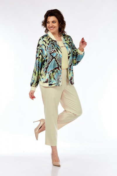 Брюки, бомбер, футболка Милора-стиль 1329 рептилия_молоко - фото 2